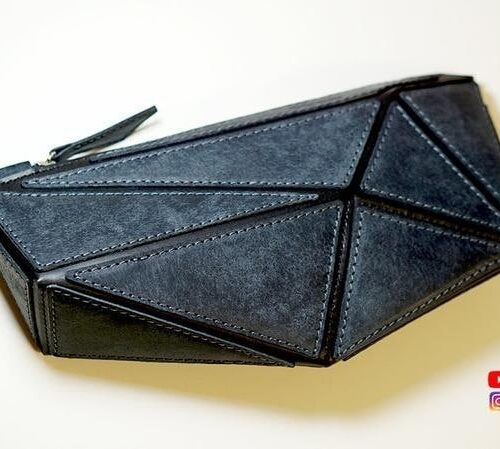 Объемный клатч сумка выкройка из кожи для кожевников