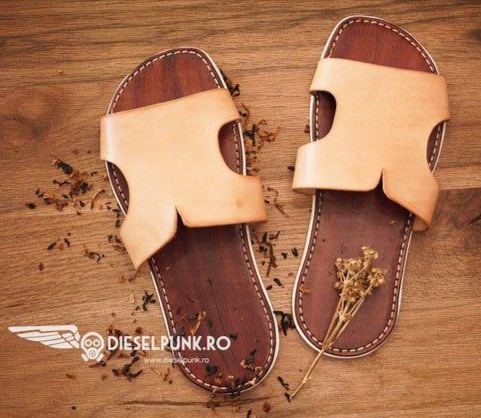 выкройка шлёпанцы из кожи, ткани и резиновой подошвы